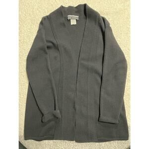 VTG The Works Saks Fifth Avenue 100% Wool Women's Sz S Open-Front Cardigan Black